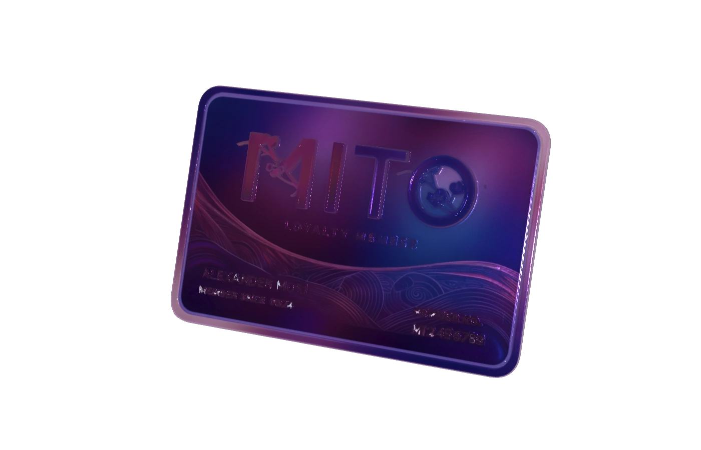 Purple Mito Loyalty member card with matching reverse design
